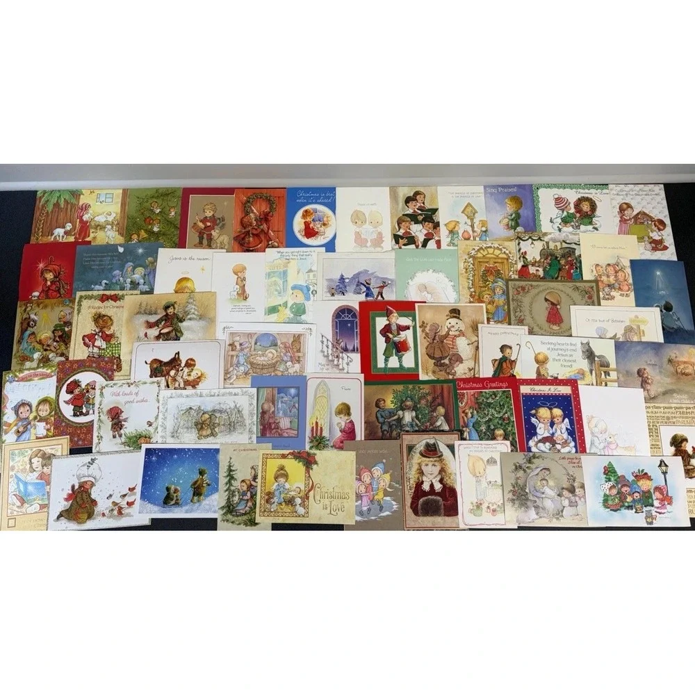 Vintage Christmas Cards Fronts ONLY Kids Children Scrapbooking Crafts Lot of 50+